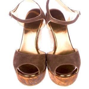 Jimmy Choo Suede Brown Platform Sandal